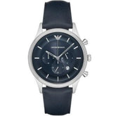 Emporio Armani Men’s Chronograph Quartz Leather Strap Blue Dial 43mm Watch AR11018